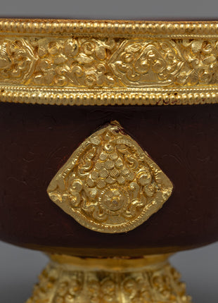 Copper Offering Bowl with Intricate Engravings | Symbolic Altar Centerpiece