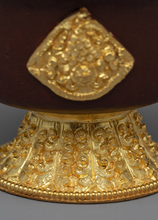 Copper Offering Bowl with Intricate Engravings | Symbolic Altar Centerpiece
