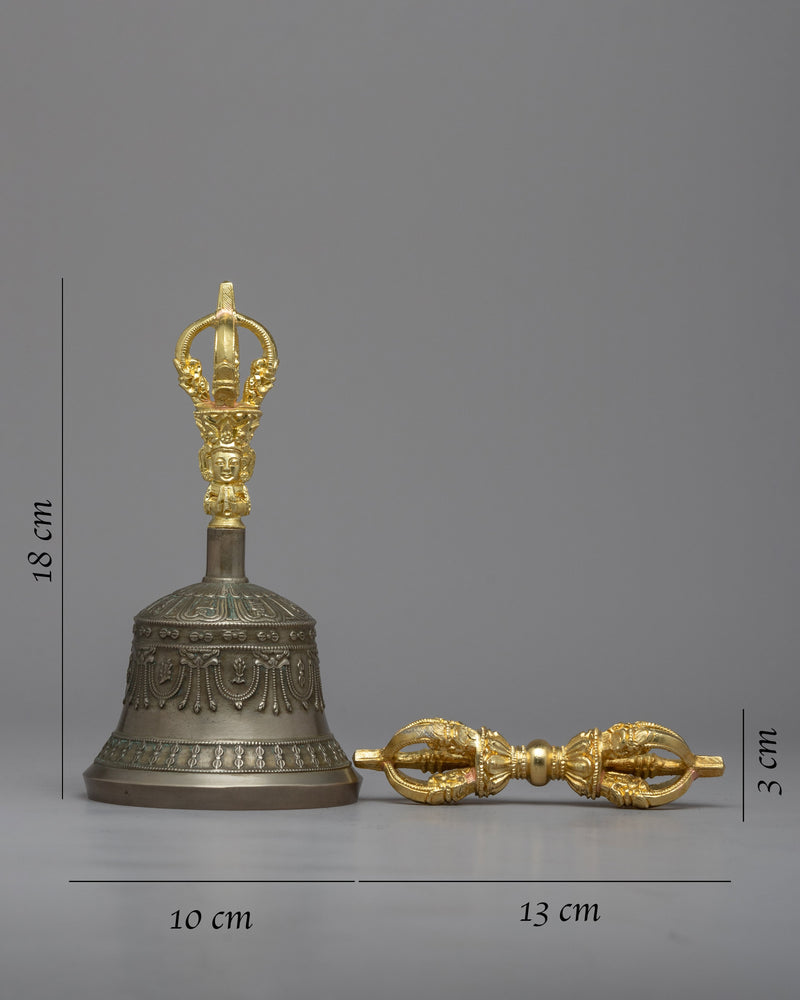 Tibetan Vajra and Bell Set | 24K Gold Plated Handles on Copper Body