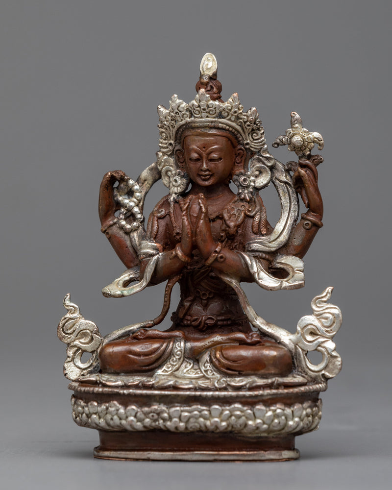 Buddhist Chenrezig Buddha Statue | Embracing the Grace of Silver Plated Statue