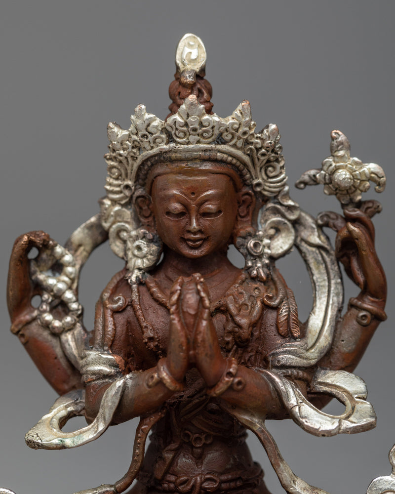 Buddhist Chenrezig Buddha Statue | Embracing the Grace of Silver Plated Statue