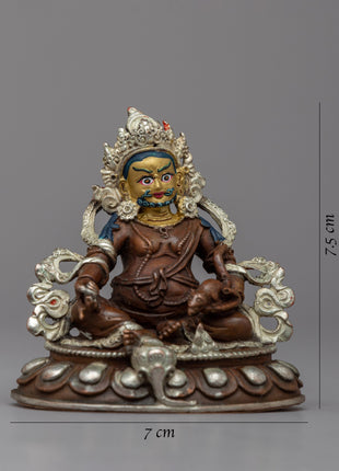 Dzambhala Buddha Wealth Deity Statue | 24k Gold Gilded Copper Body with Silver Plating