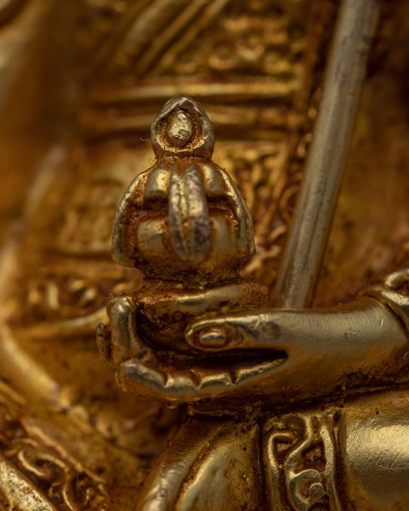 Guru Rinpoche Prayer Statue | 24k Gold Gilded for Spiritual Devotion