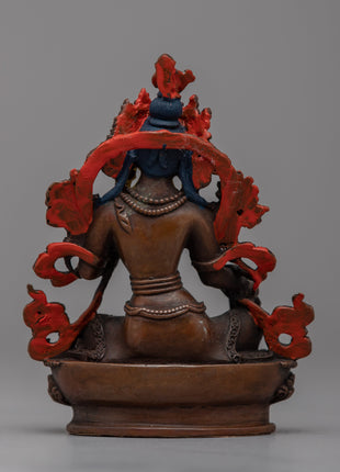 Discover Compassion with Our Small Green Tara Statue | Oxidized Copper Sculpture