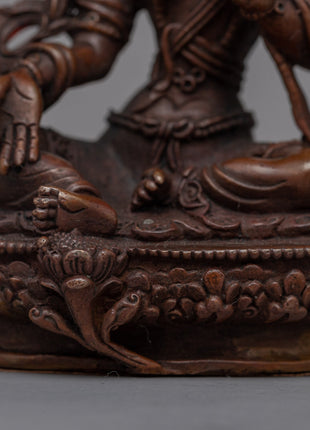 Discover Compassion with Our Small Green Tara Statue | Oxidized Copper Sculpture