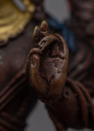 Discover Compassion with Our Small Green Tara Statue | Oxidized Copper Sculpture