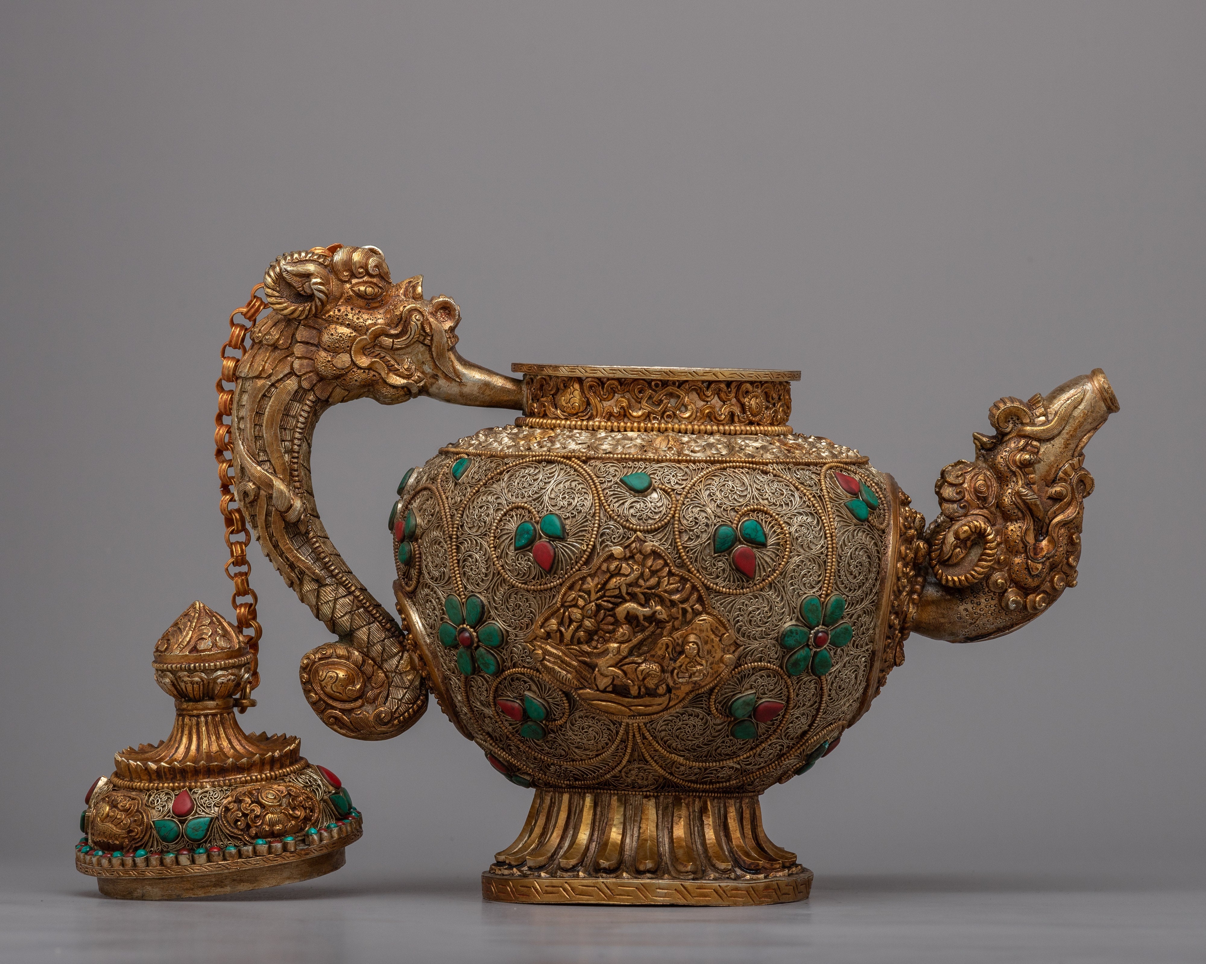Copper Tea Pot | Embrace Tranquility through Buddhist Artwork