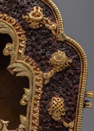 Auspicious Prayer Box Charm"Ghau" for Spiritual Protection | Handcrafted 24k Gold-Plated