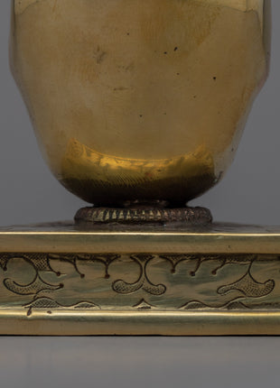 Brass Buddhist Knife with Skull Stand | Phurba for Rituals and Ceremonies"