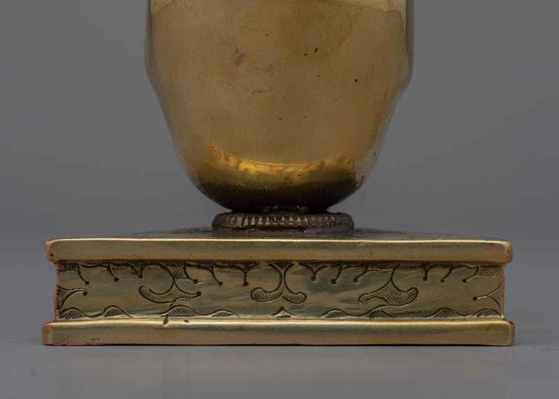 Brass Buddhist Knife with Skull Stand | Phurba for Rituals and Ceremonies"