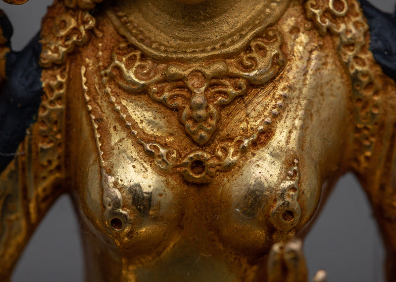 Tiny Green Tara Copper Statue | Buddhist Goddess of Compassion