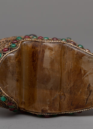 Skull Crystal with Gemstones | Stunning Silver Plated Decoration for Home or Office