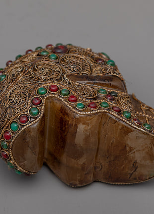 Skull Crystal with Gemstones | Stunning Silver Plated Decoration for Home or Office