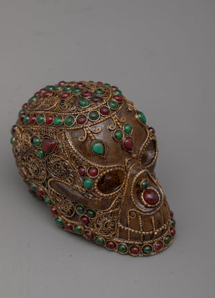 Skull Crystal with Gemstones | Stunning Silver Plated Decoration for Home or Office