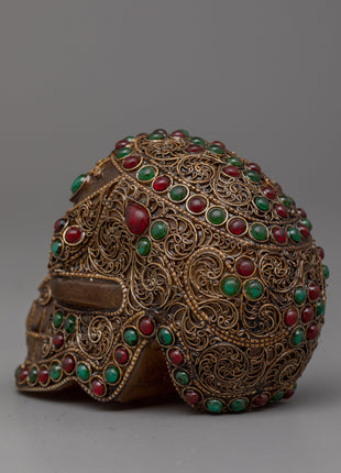 Skull Crystal with Gemstones | Stunning Silver Plated Decoration for Home or Office