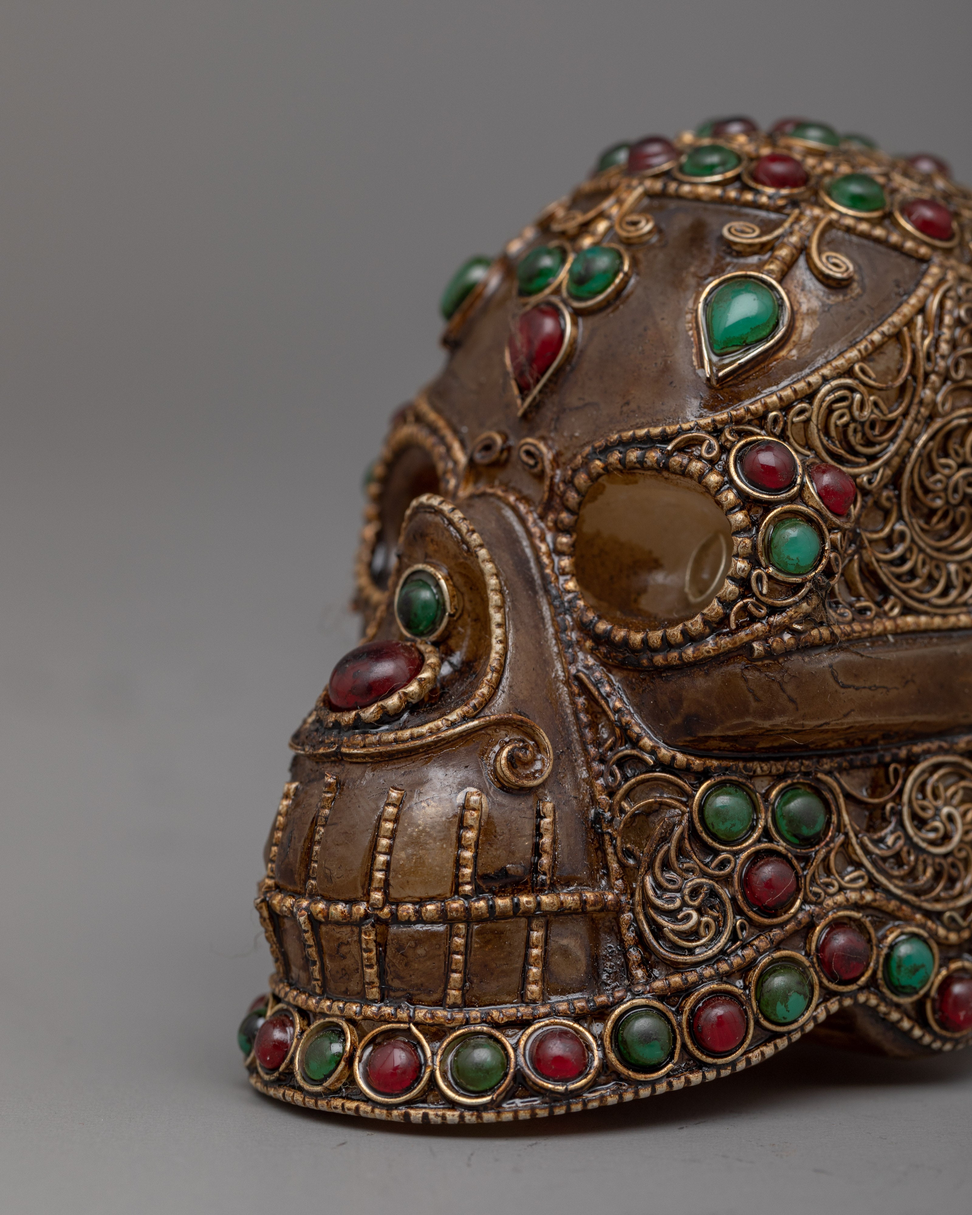 Skull Crystal with Gemstones | Stunning Silver Plated Decoration for Home or Office
