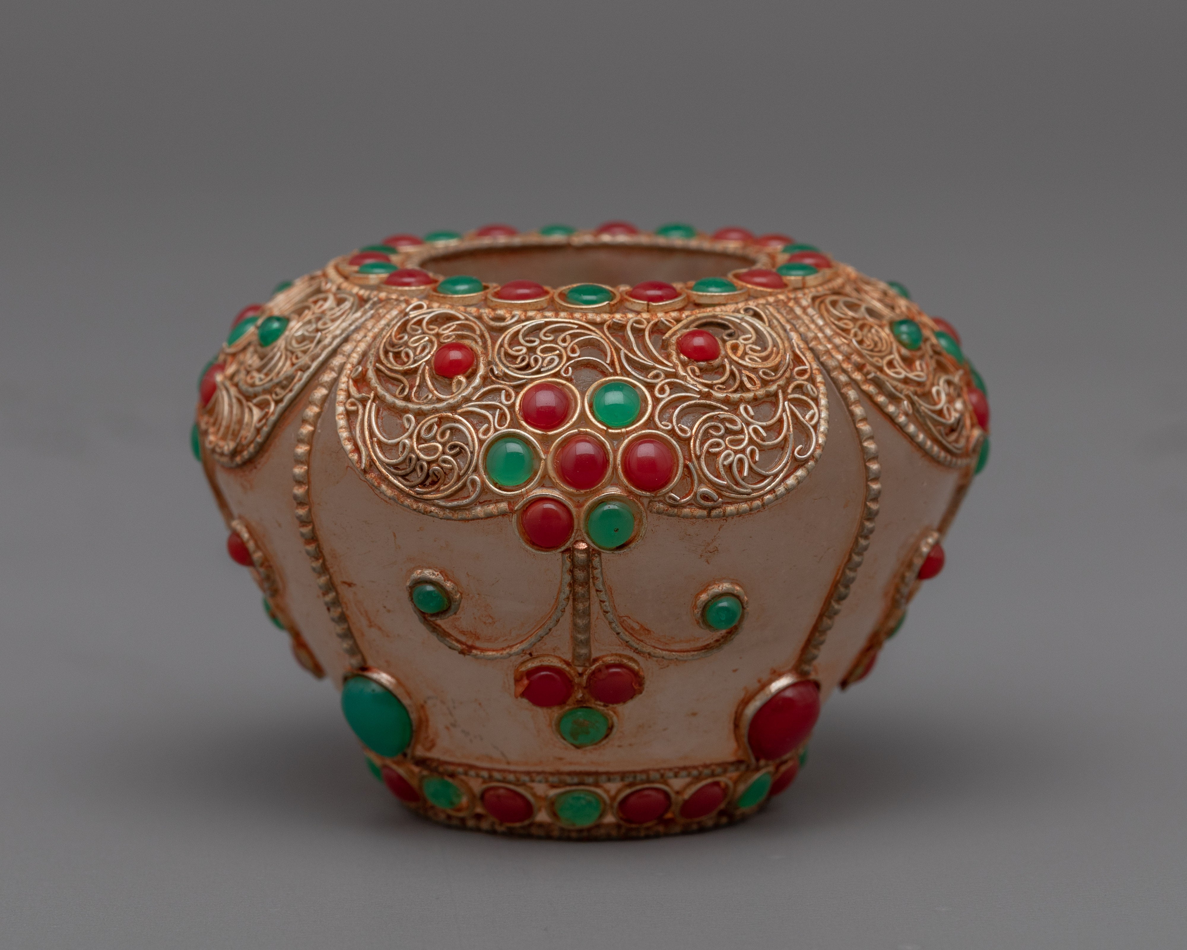 Buddhist Golpa with Embedded Gemstones | Achieve Your Goals with this Powerful Tool"