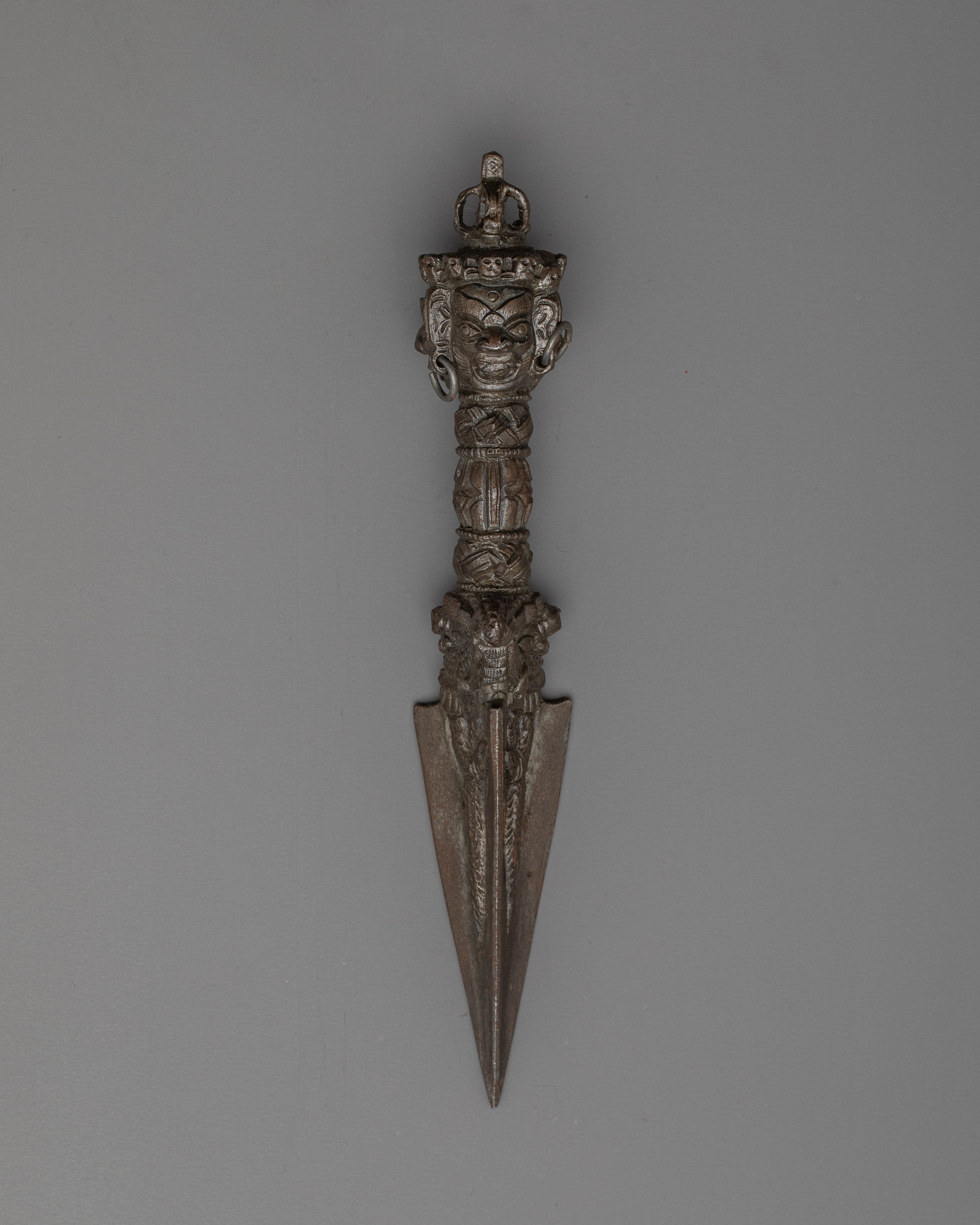 Authentic Tibetan Copper Phurba | Ritual Dagger for Spiritual Practice and Meditation