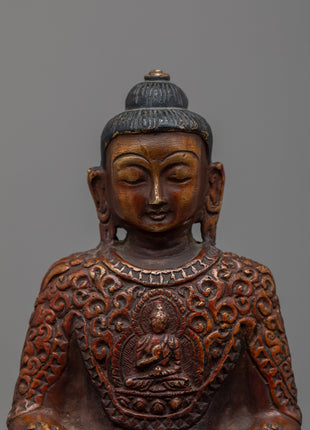 Handcrafted Buddha Amitabha Statue | Oxidized Copper Body Sculpture