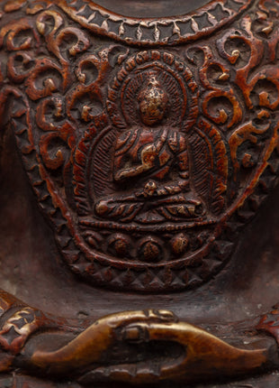 Handcrafted Buddha Amitabha Statue | Oxidized Copper Body Sculpture
