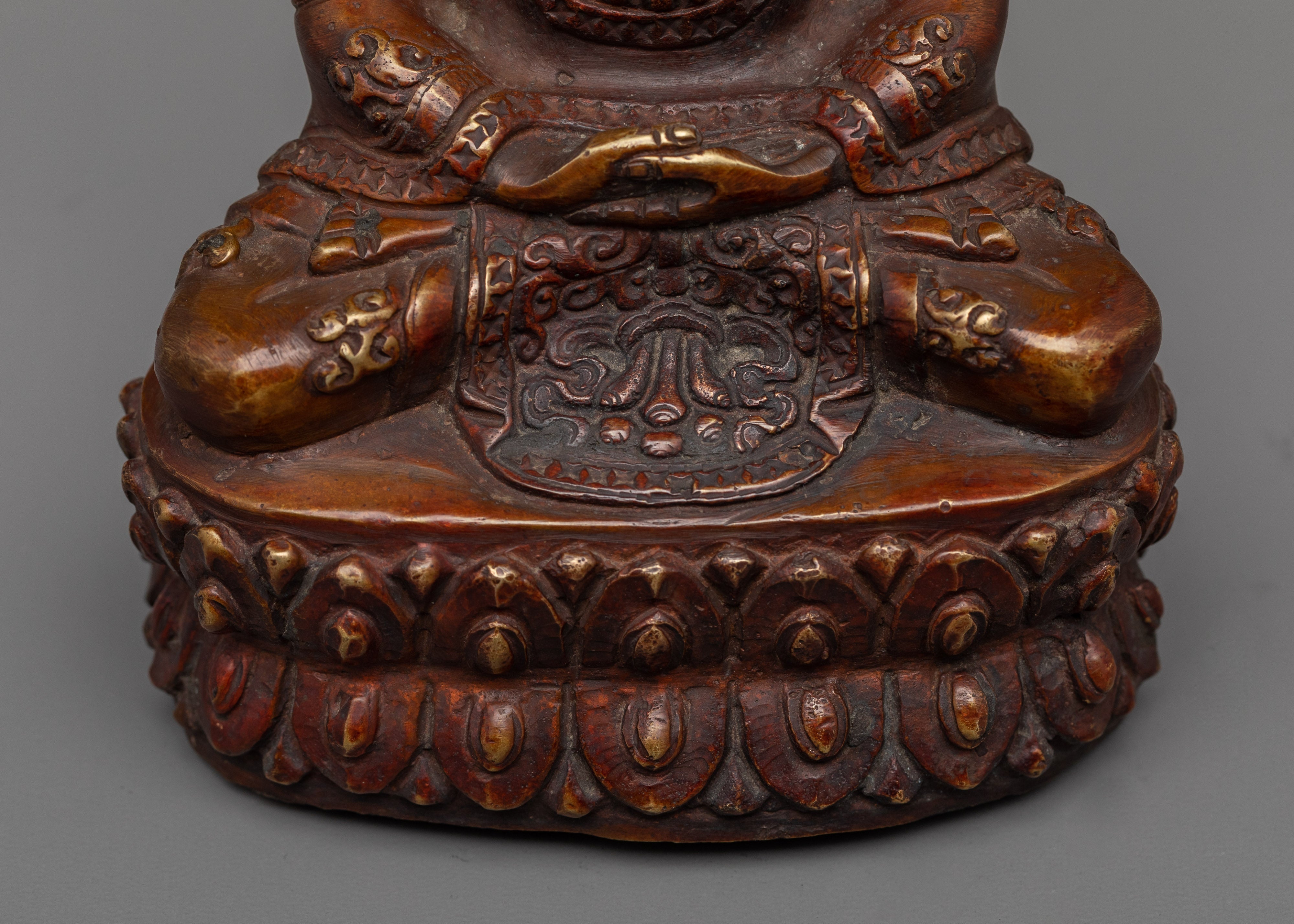 Handcrafted Buddha Amitabha Statue | Oxidized Copper Body Sculpture