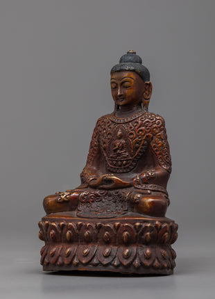 Handcrafted Buddha Amitabha Statue | Oxidized Copper Body Sculpture