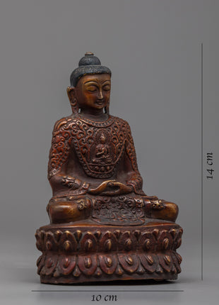 Handcrafted Buddha Amitabha Statue | Oxidized Copper Body Sculpture