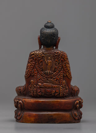 Handcrafted Buddha Amitabha Statue | Oxidized Copper Body Sculpture