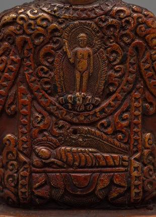 Handcrafted Buddha Amitabha Statue | Oxidized Copper Body Sculpture