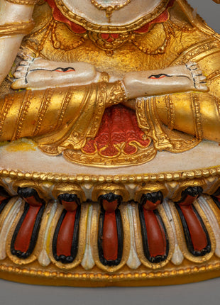 Divine White Tara Statue | Machine Made Copper Statue with 24k Gold Plating and Acrylic Painting"