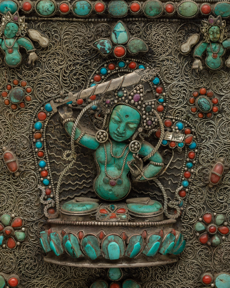 Manjushri Boho Wall Art | Copper Body with Silver Plating"