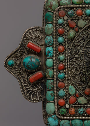 Tibetan Prayer Box Pendant | Exquisite Handcrafted Ghau on Copper