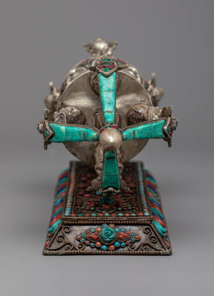 Handmade Silver Vajra with Stand | Exquisite Buddhist Ritual Tool