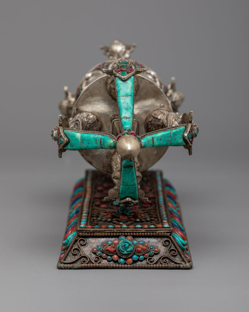 Handmade Silver Vajra with Stand | Exquisite Buddhist Ritual Tool