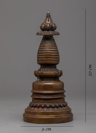 Handcrafted Copper Kadampa Stupa | Sacred Buddhist Decor