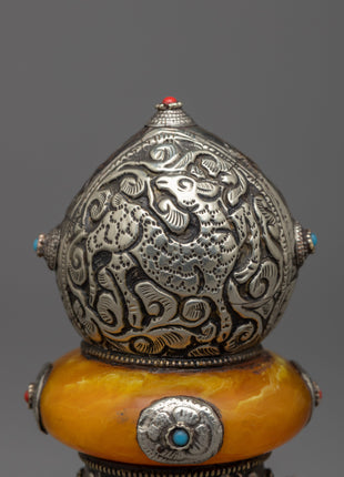 Exquisite Antique Carved Stamp | Handcrafted White Metal Collectible
