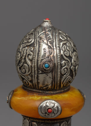 Exquisite Antique Carved Stamp | Handcrafted White Metal Collectible