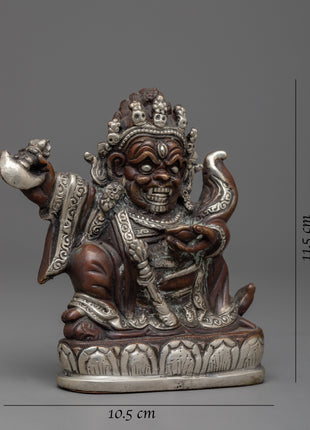 Mahakala Bernagchen Silver Plated Statue | Exquisite Spiritual Deco