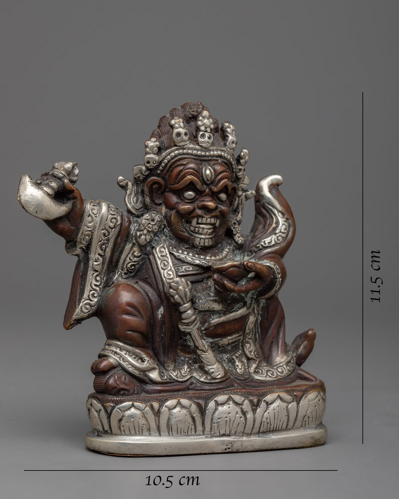 Mahakala Bernagchen Silver Plated Statue | Exquisite Spiritual Deco