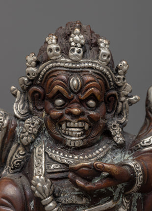 Mahakala Bernagchen Silver Plated Statue | Exquisite Spiritual Deco