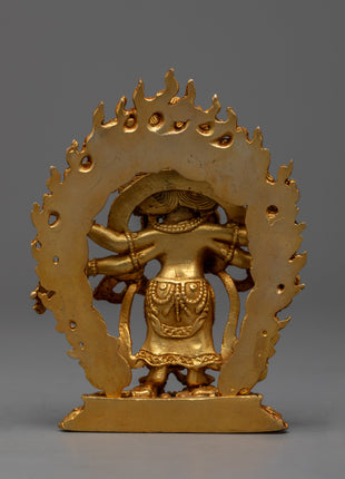 24k Gold Plated White Mahakala Statue | Tibetan Buddhist Art