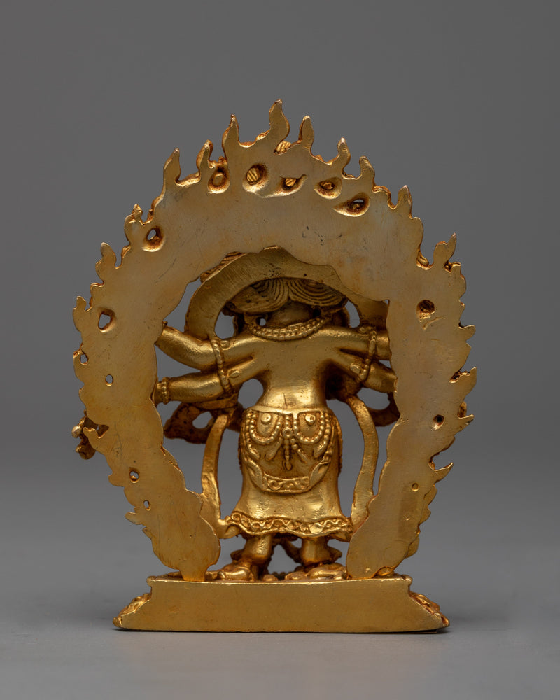 24k Gold Plated White Mahakala Statue | Tibetan Buddhist Art