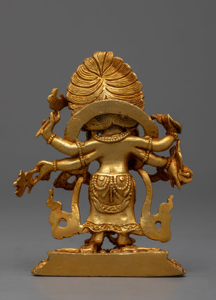 24k Gold Plated White Mahakala Statue | Tibetan Buddhist Art