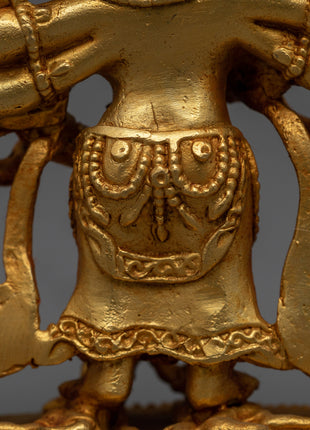 24k Gold Plated White Mahakala Statue | Tibetan Buddhist Art