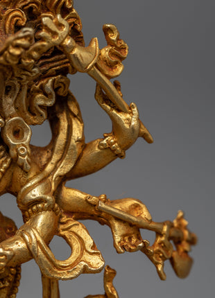 24k Gold Plated White Mahakala Statue | Tibetan Buddhist Art