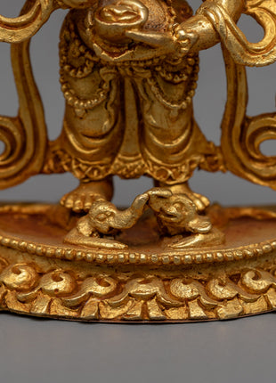 24k Gold Plated White Mahakala Statue | Tibetan Buddhist Art