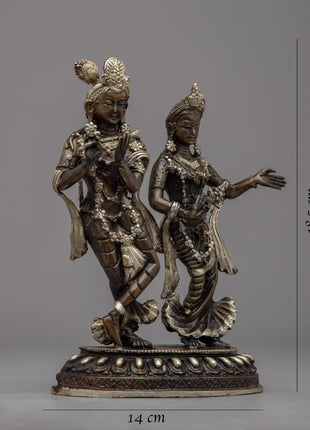 Handcrafted Brass Radha Krishna Statue | Exquisite Spiritual Art Piece