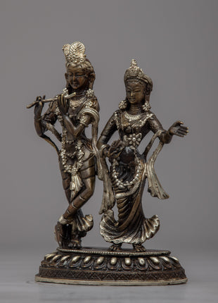 Handcrafted Brass Radha Krishna Statue | Exquisite Spiritual Art Piece