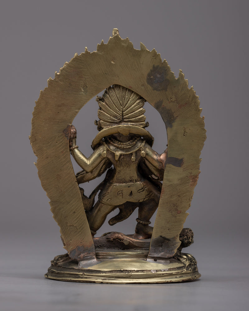 6-Armed Mahakala Statue | Handmade Brass Sculpture for Spiritual Protection