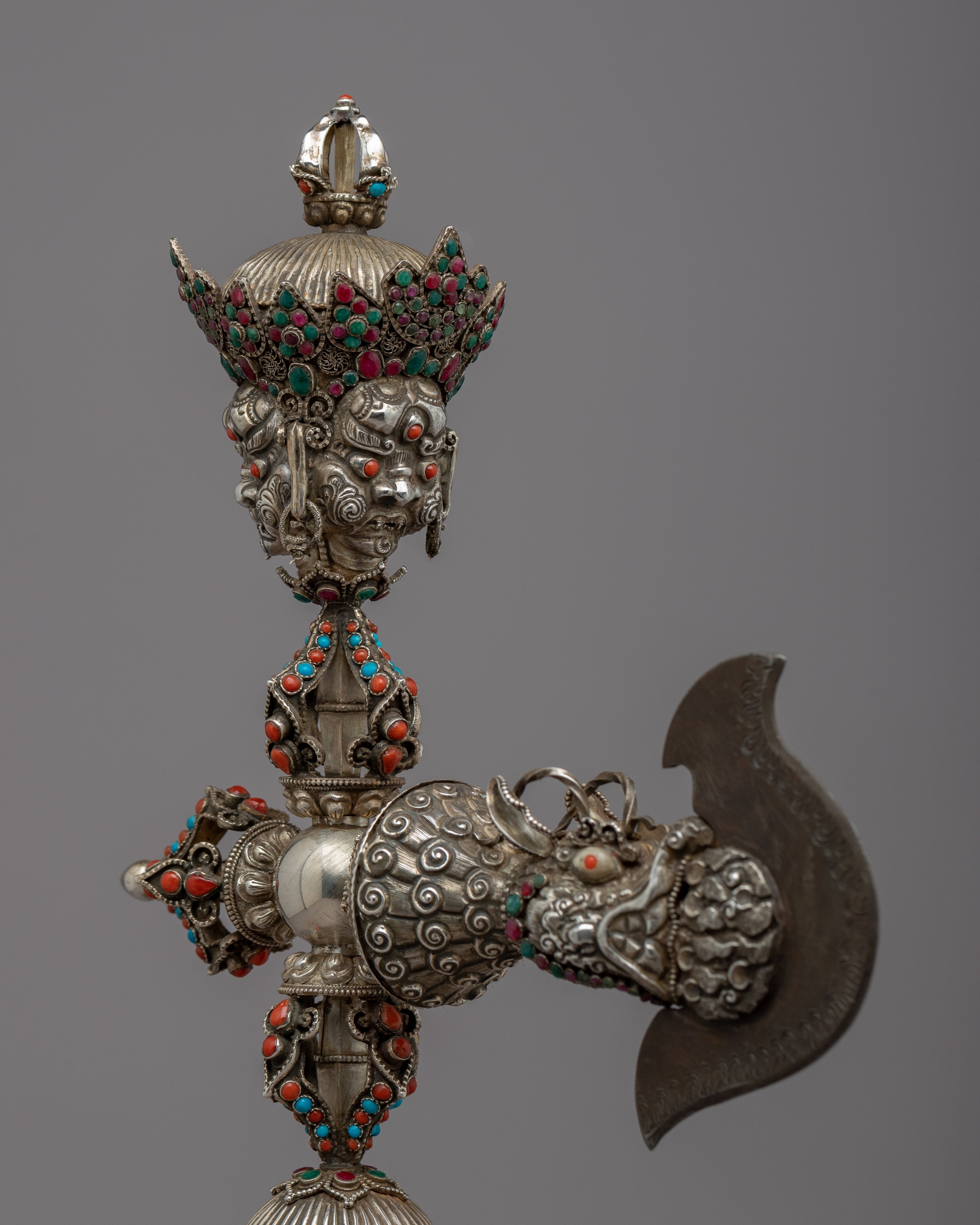 Buddhist Ritual Dagger | Handcrafted Silver Body for Spiritual Empowerment
